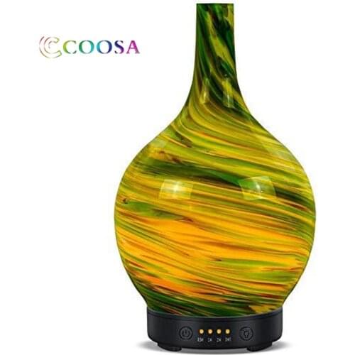 Art Glass Diffuser 100ml Essential Oil Diffuser Vase Fragrance Ultrasonic Cold Fogger Humidifier 7 colors LED Lamp For Baby Room