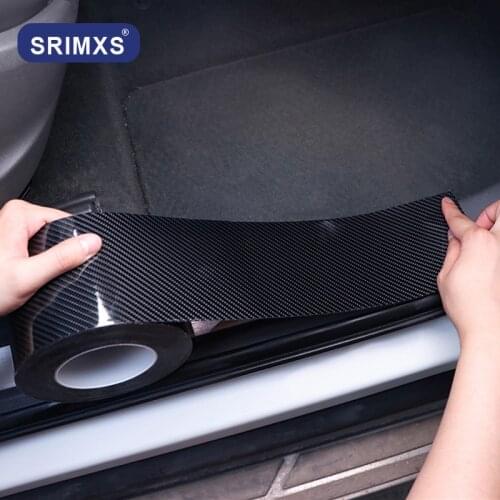 Car Door Sill Sticker Protector Carbon Fiber Vinyl Multifunction Car Sticker Auto Bumper Strip Scratchproof Interior Accessories