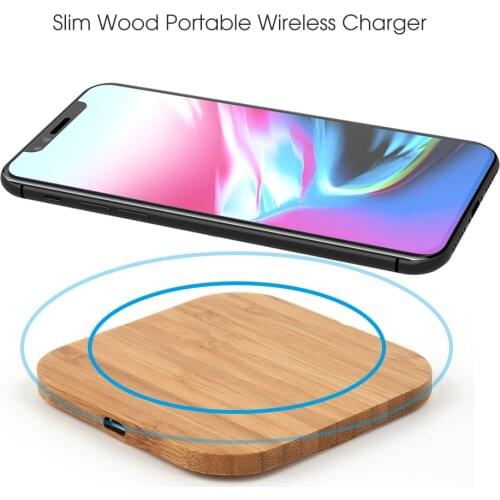 5W Qi Wireless Charger Slim Wood Charging Pad For iPhone 11 8 Plus Xiaomi Smart Phone Charger For Samsung S9 S8 S10 Plus