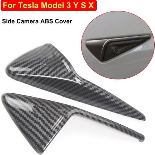 2Pcs/Set Side Camera Cover For Tesla Model 3 Y S X Model3 2021 Carbon Fiber ABS Protection For Tesla Model Three Car Accessories