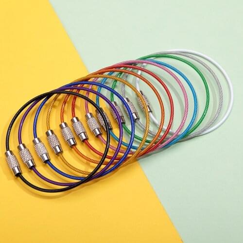 10pcs Simple Fashion Rubber Steel Wire For Men And Women Key Ring DIY Making Charter Key Pendant Jewelry Accessories