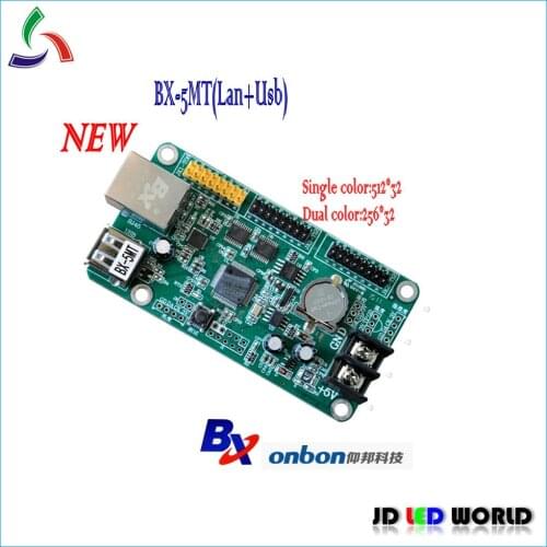 BX-5MT RJ45 and USB port LED sign controller supports single color 512*32,dual color 256*32 come with 1 HUB08,2 HUB12