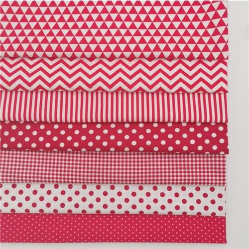 Pure Cotton Red Lattice Triangle Dots Print Twill Fabric Handmade Sewing Clothes Crafts Dolls Cloth Home Decor DIY By Half Meter