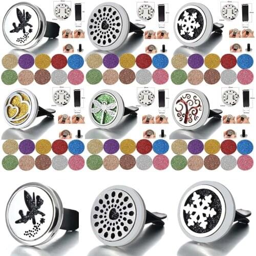 DIY 30mm Flower Fairy Stainless Steel Car Air Freshener Perfume Essential Oil Diffuser Locket Random Send 1pcs Oil Pads as Gift