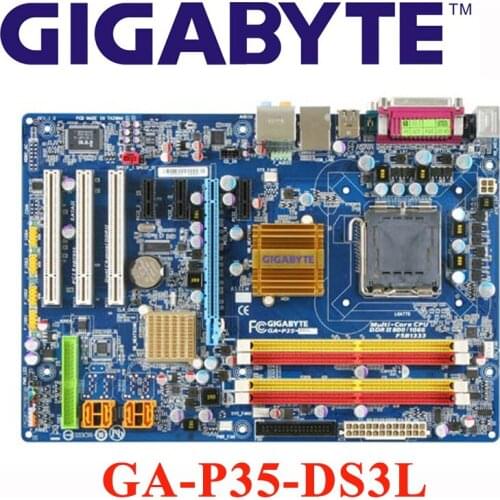 For Intel P35 LGA 775 P35 DDR2 Gigabyte GA-P35-DS3L Motherboard USB 8G P35-DS3L Desktop SATA II Systemboard PCI-E X16 Plate Used