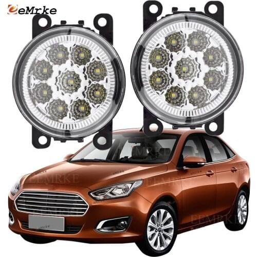EEMRKE 2 PCS Car-Styling for Ford Escort C1 2015 2016 2017 2018 9-Pieces Led Fog Lights H11 12V Front Bumper Light