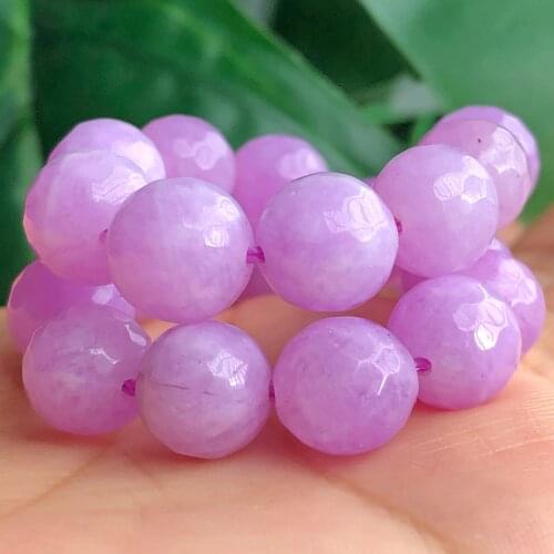 Faceted Purple Chalcedony Jades Natural Stone Round Loose Spacer Beads For Jewelry Making 4/6/8/10mm DIY Bracelet Necklace 15"