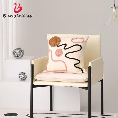 Bubble Kiss Cotton Cushion Cover Abstract Geometric Line Art Bedside Cushion Cover Living Room Home Decor Sofa Waist Pillowcase