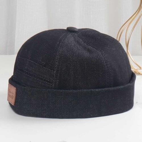 2021 New Design Vintage Denim Brimless Hat Adjustable Hip Hop Caps Men Women Cap Retro Brimless Hat Landlord Beanie Hat Sailor
