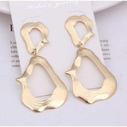 Korean Jewelry Irregular Round Drop Earrings Red Black Gold Color Spray Paint Geometric Metal Exaggerated Wedding Party Jewelry