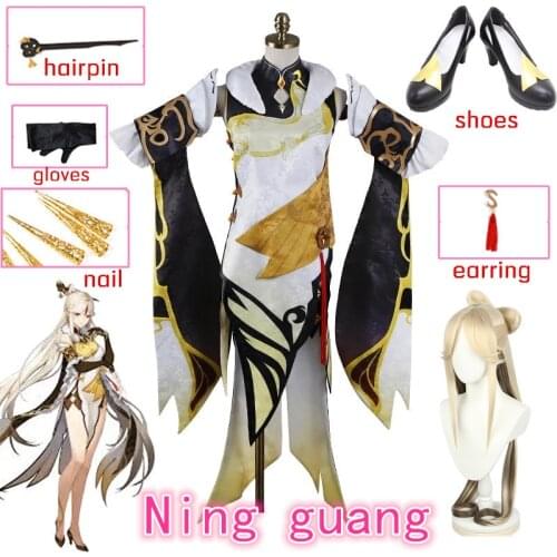 Anime Genshin Impact Ningguang Cheongsam Game Suit Gorgeous Dress Uniform Cosplay Costume Halloween Outfit For Women Girls New