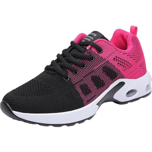 Running Sneakers Women Fashion Breathable Air Cushion Mesh Shoes Student Sport Casual Shoes Lace-Up Plus Size 42 Sneakers