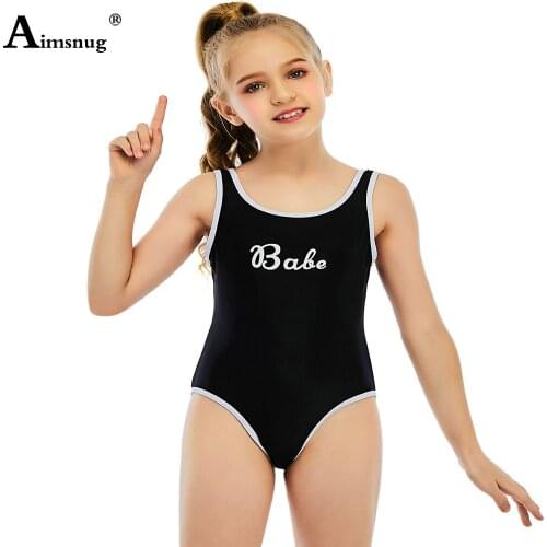 Baby Girls Princess Swimsuit Children Sweet One-Pieces Swimwear European Style 2021 New Letter Print Bathing Suits Kids Clothing