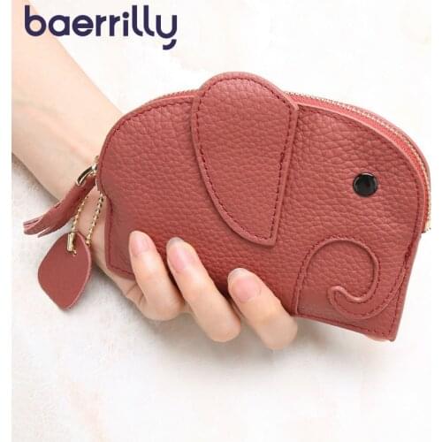 Lovely Genuine Leather Mini Bag Carteira Feminina Zipper Coin Purse Woman Little Elephant Wallet Purse Organizer Porte Monnaie