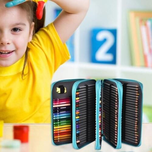 PU Leather School Pencil Case 184 Holes Large Capacity Colored Pencil Bag Box Multi-functional Pencilcase For Art Supplies Gift