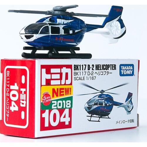 Takara Tomy Tomica No. 104 BK117 D-2 Helicopter Scale 1/167 Diecast Model Toy with New Label 101765