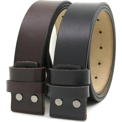 Men Genuine Leather Belt Bo Buckle Cowskin Belts Body Accessories Without Buckle 3.8cm Width Black Brown