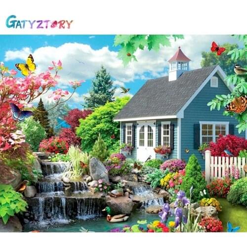 GATYZTORY Full Square Diamond Painting Kit Garden Embroidery Diamond Mosaic Sale Landscape Rhinestone Picture DIY Needlework Kit