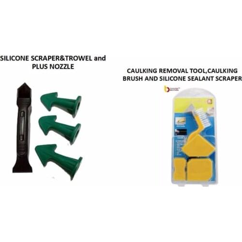 Caulking Tool Kit Sealant Scraper Sealant Trowel Caulking Tool Kit (4 Pieces) with one Brush stainless steel removal tool