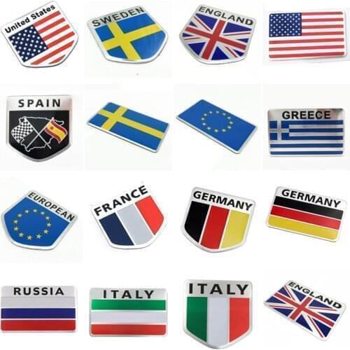 Car Stickers UK/USA/France/Italy/Germany/Russian/Greece/Spain/ Flag Logo Badge Emblems Decals For Home Car Motorcycle Decoration