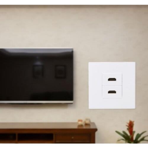 Wall Panel Socket Anti-collision HDMI-compatible High Definition Digital TV Network Cable Outlet For School Office Living room