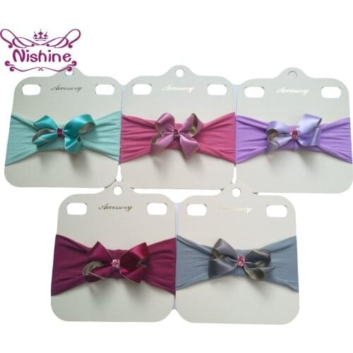 Nishine Baby Girl Bowknot Headband Children Turban Headwear Elastic Nylon Wide Headdress Birthday Gifts Clothing Accessories
