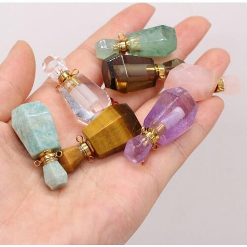 2021 New Style Natural Stone Perfume Bottle Pendant Exquisite Semi-Precious For Jewelry Making DIY Necklace Accessory