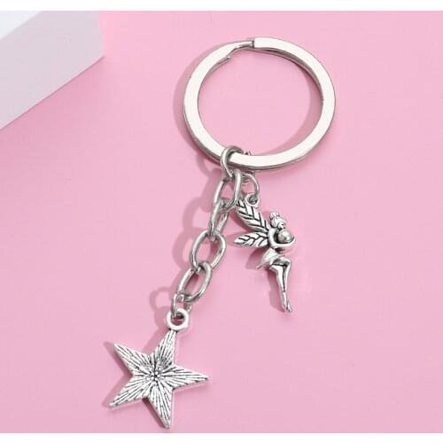 New Metal Keychain Beautiful Faery And Star Key Ring Fairy Tale Key Chains For Women Girl Handbag Accessorie Jewelry Handmade