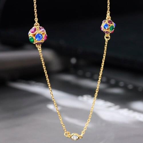 Autumn and winter model simple colorful ball multi-fall long money chain sweater chain