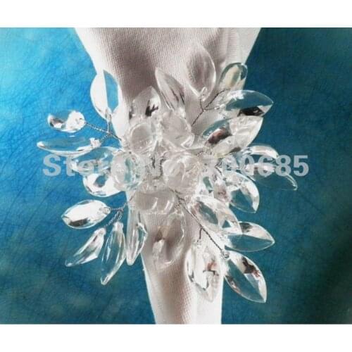 Beaded branch clear flower napkin ring, bead flower napkin holder qn12091701.2