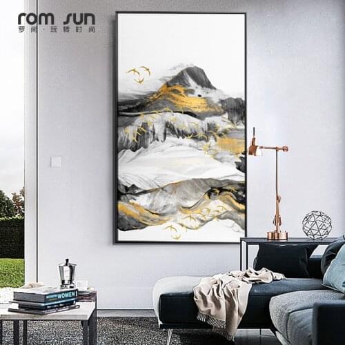 Posters And Prints Foggy Forest Lanscape Mountain wall art canvas chinese style for living room Splash ink wall nordic decor LS