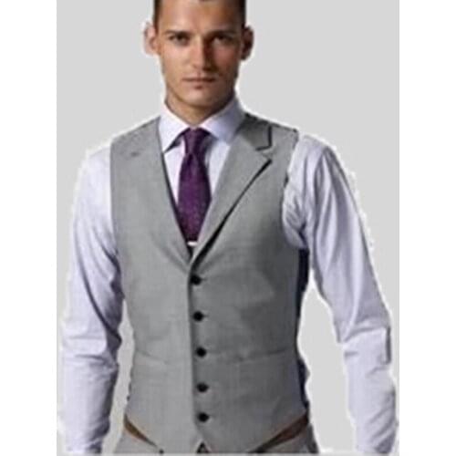 Low-Key Luxury Mens Formal Gray Suit Wedding Party Groom Dress 3 Pieces Custom Groomsmen Suits (Jacket+Vest+Pants)
