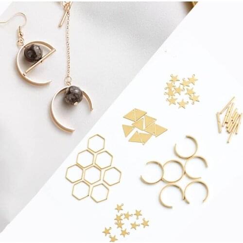 10PCS Geometric Earring Charm Gold Color Star Pendant for DIY Jewelry Making Metal Earrings Connector Findings Supplier
