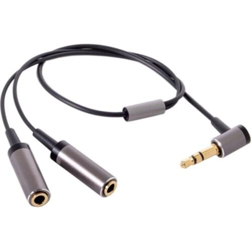 Top Cables 1 In 2 Out 3.5Mm Stereo Elbow Male To Female Headphone Audio Cable Splitter 3.5 Mm Double Adapter Audio