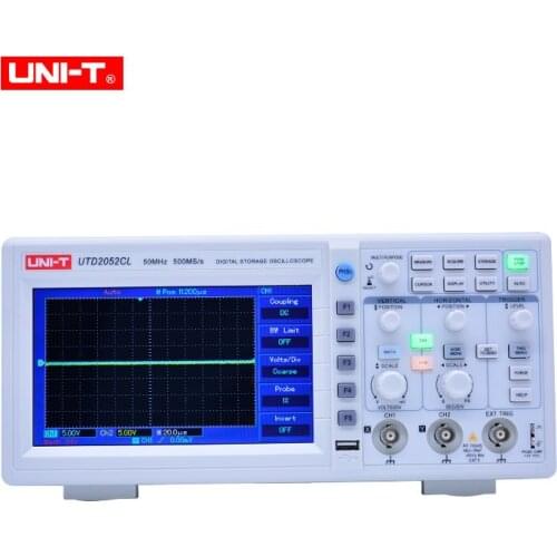 UNI-T UTD2025CL UTD2052CL Digital Storage Oscilloscopes 2 Channels 250-500MS/s Sample Rate 7-inch TFT LCD Scopemeter 100-240VAC