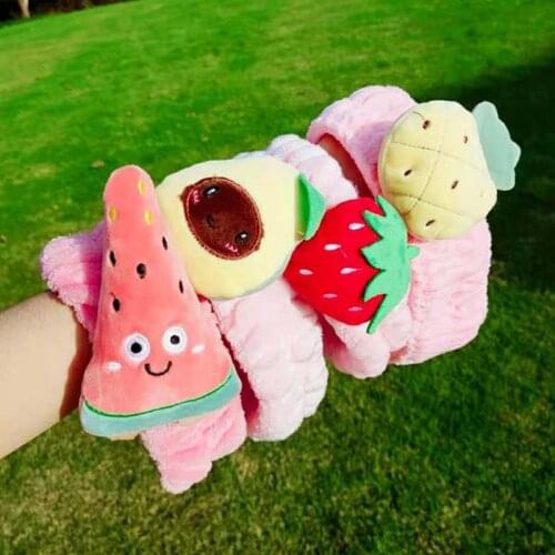 Women Velvet Headband Cartoon Stuffed Avocado Fruit Wash Face Hairband Turban M6CD