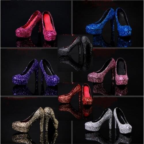 P-001 1/6 Scale Sequined Crystal High Heels High Heeled Shoes 10 Styles for 12" Female Model Figure Action Figure Accessory