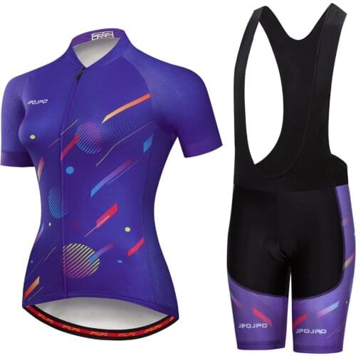 2019 Bike Jersey bib shorts set Ropa Ciclismo maillot Women Cycling jersey Suit bicycle Top Bottom Female pro team shirts purple