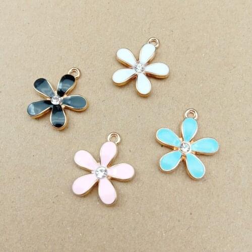 10pcs 17x22mm enamel flower charms for jewelry making earring pendant bracelet and necklace charm