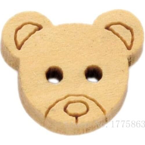 100 Pcs 13mm Cute Teddy Bear Face Buttons , for Sewing, Scrapbooking Crafts ,2 Holes 7NK67