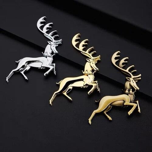 10X A deer safety car logo personalized refit 3D 3D car stickers antler creative metal body stickers car decoration tail logo
