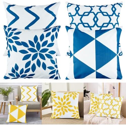4pcs 45x45cm Pillowcase Geometric Pattern Pillow Cover Polyester Cushion Cover Home Sofa Decoration Square Throw Pillow Case