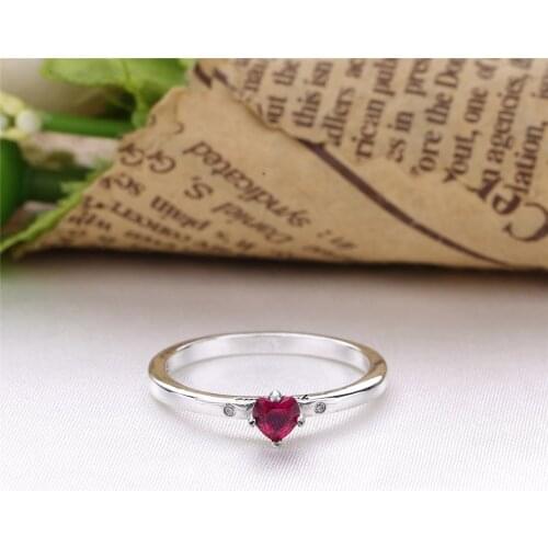 Ajax Stylish 925 Sterling Silver Women Love Ruby Heart Initial Ring Finger Fine Jewelry Girls Gift