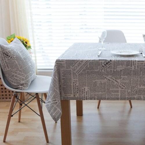 Alphabet Newspaper Napkin Cotton Linen Tablecloth Rectangular Tablecloths Dining Table Cover Obrus Tafelkleed Mantel Mesa Nappe