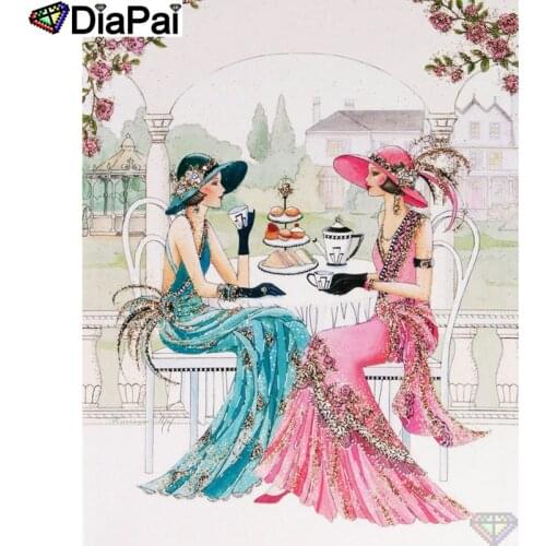 DIAPAI Diamond Painting 5D DIY 100% Full Square/Round Drill "Beauty hat flower" Diamond Embroidery Cross Stitch 3D Decor A24627