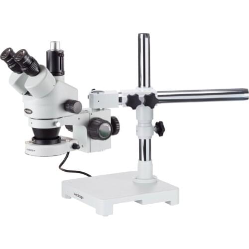 AmScope 3.5X-90X Trinocular Zoom Stereo Microscope w Boom Stand + 80 LED Light