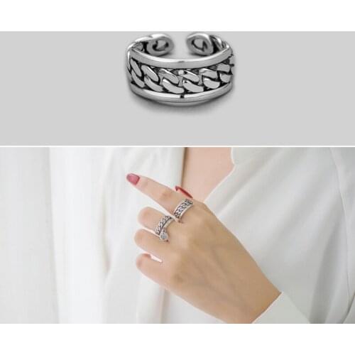 Boho Antique Silver Color Big Chains Rings For Women Men Statement Jewelry Finger Ring anillos mujer bijoux Wholesale