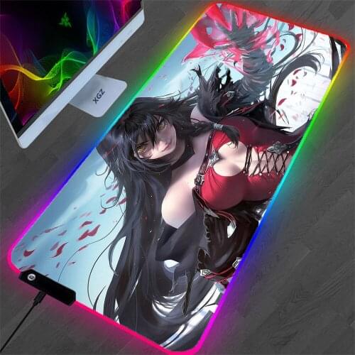 RRGB large anime mouse pad for gamers XXL large mousemat LED computer desktop gaming pad with backlight gaming computer mousepad