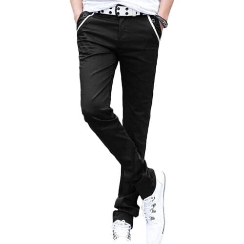 Fashoin Men Pants Casual Solid Color Elastic Long Trousers Pockets Straight Pants for daily life Mens Clothing 2021