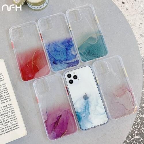 Luxury Gradient Marble Transparent Glitter Phone Case For iPhone 12 Mini 11 Pro XR Xs Max SE2 Silicone Bumper Cover On 7 8 Plus